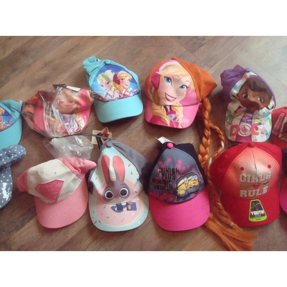 12HATS girls kids disney dc marvel   WHOLESALE LOT HATS 00S Y2K VINTAGE‎